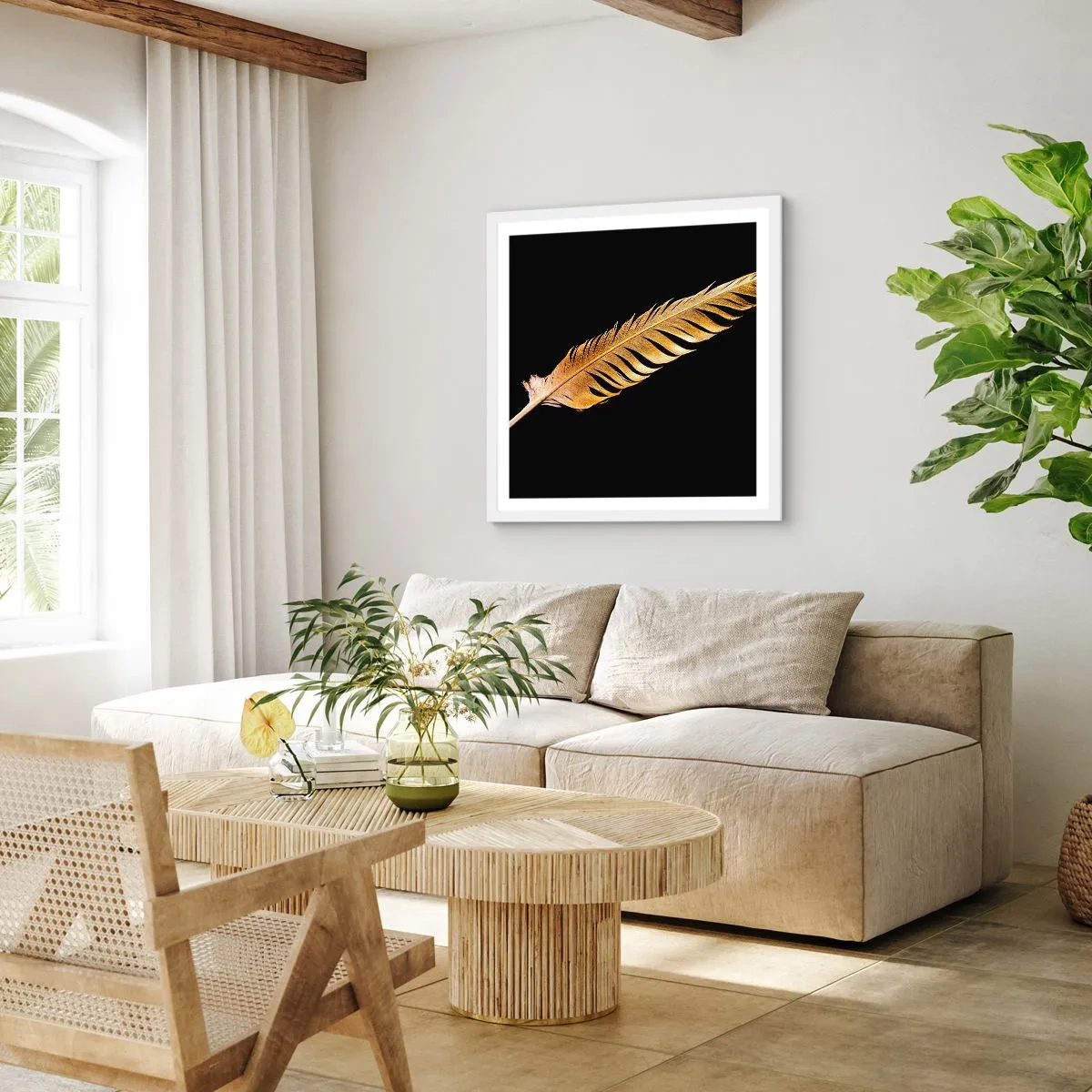 Poster in white frmae - High-Class Feather - 60x60 cm
