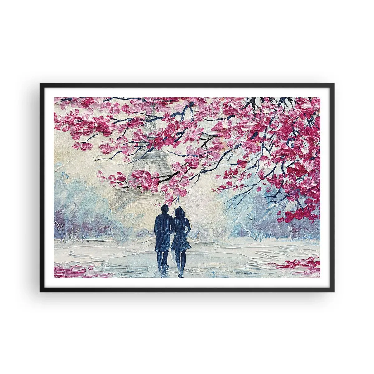 Poster in black frame - Romantic Walk - 100x70 cm