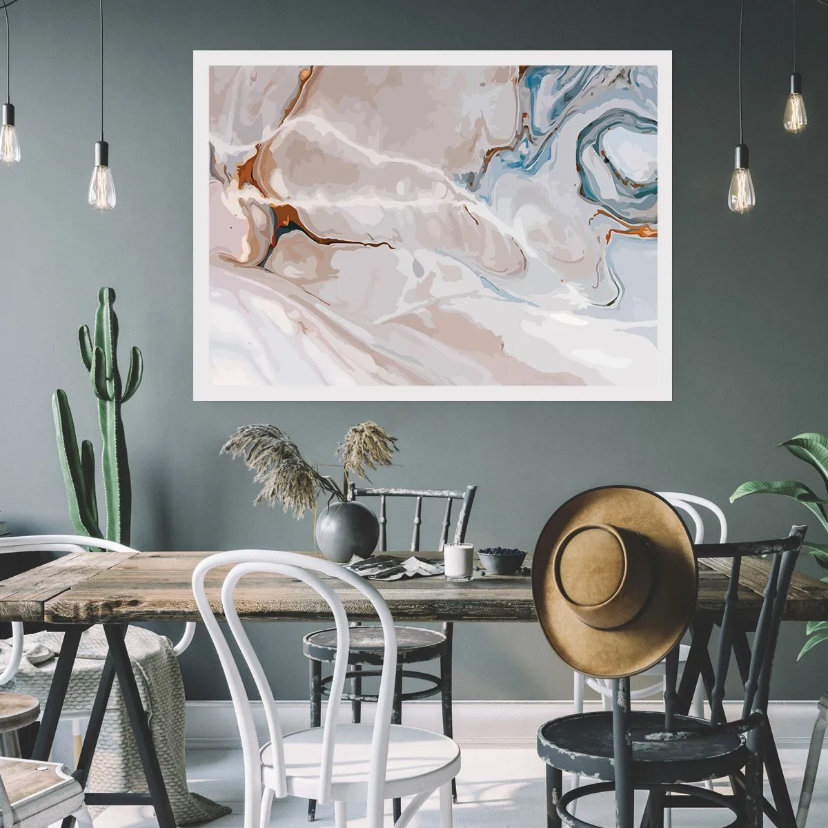 Poster - Blue Meanders under White - 40x30 cm