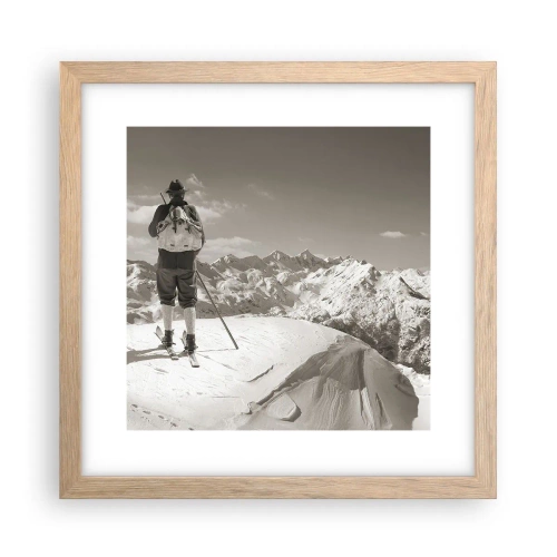 Poster in light oak frame - Mountains Are the Same - 30x30 cm