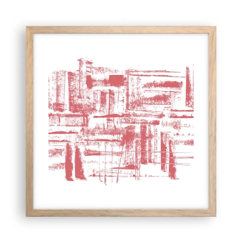 Poster in light oak frame - Red City - 40x40 cm