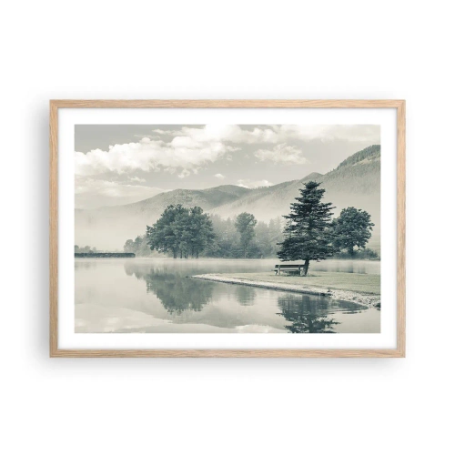 Poster in light oak frame - Lake Is Still Asleep - 70x50 cm