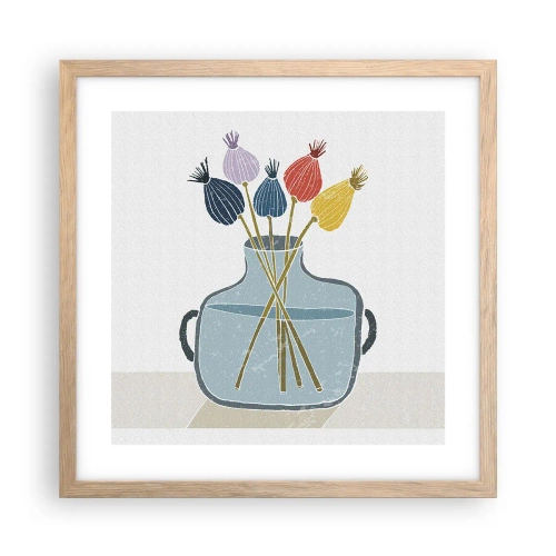 Poster in light oak frame - As Quiet as Poppies - 40x40 cm