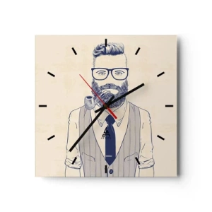 Wall clock - Clock on glass - Cheerful, Manly and Fashionable - 40x40 cm