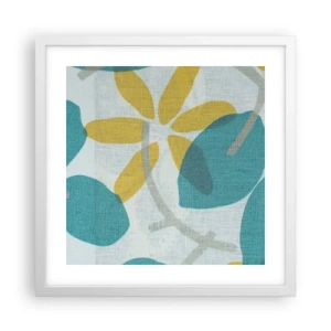 Poster in white frmae - Among Azure Leaves - 40x40 cm