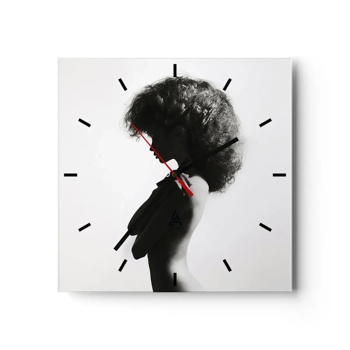 Wall clock - Clock on glass - Like a Flower on a Thin Stem - 30x30 cm