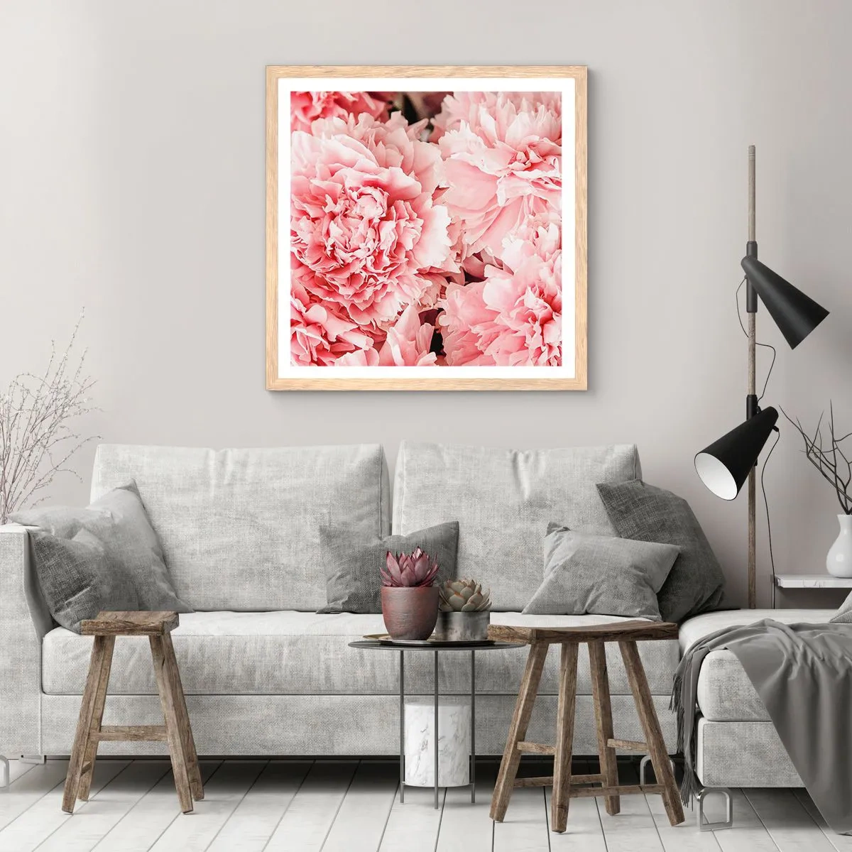 Poster in light oak frame - Pink Dreams - 60x60 cm