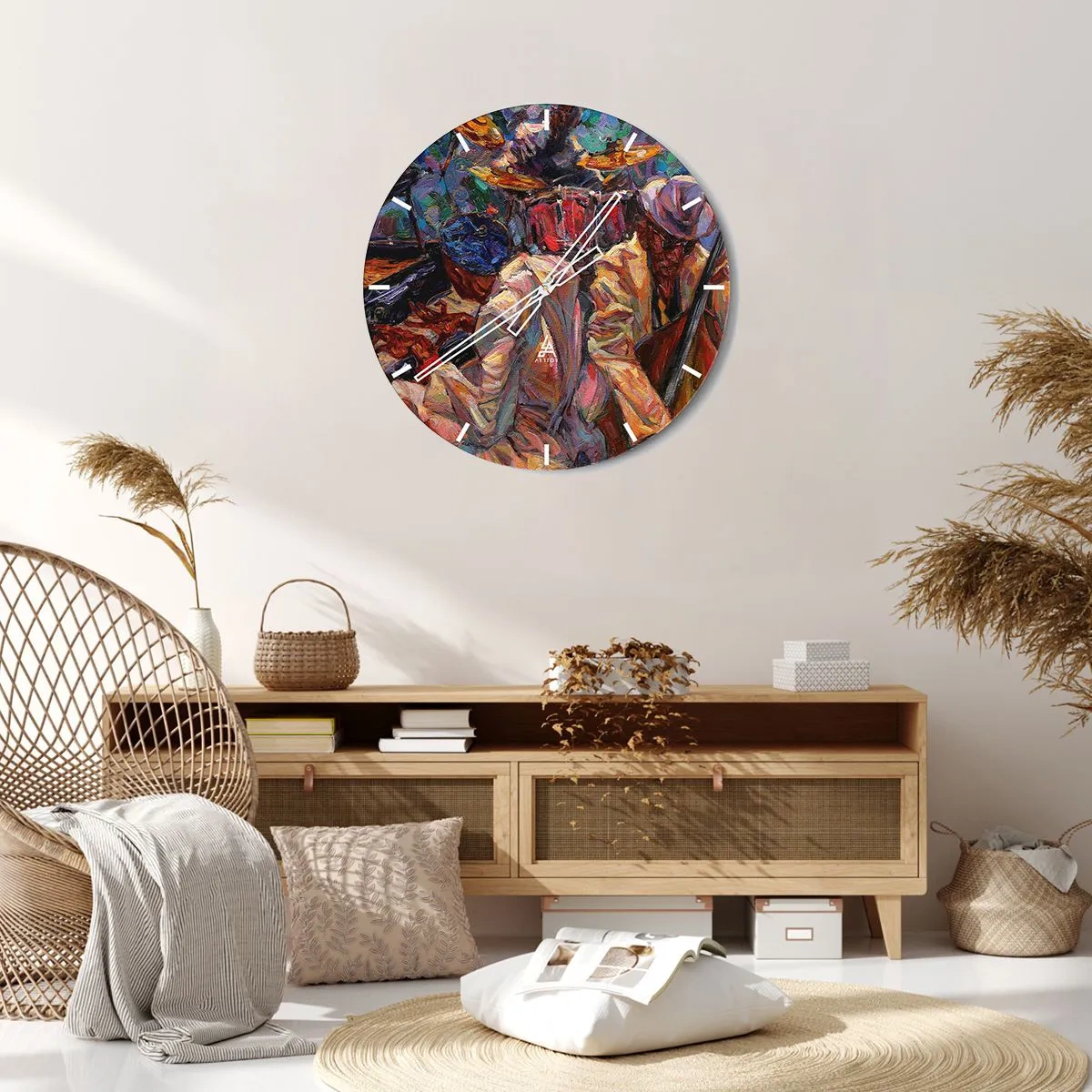 Wall clock - Clock on glass - In the Same Rhythm - 40x40 cm