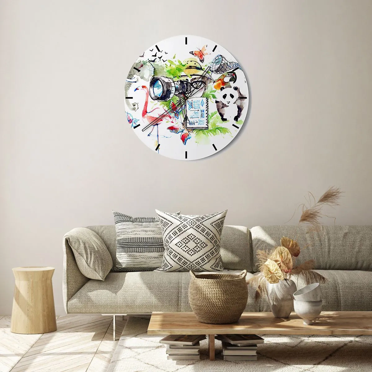 Wall clock - Clock on glass - In Travelller's Lens - 40x40 cm