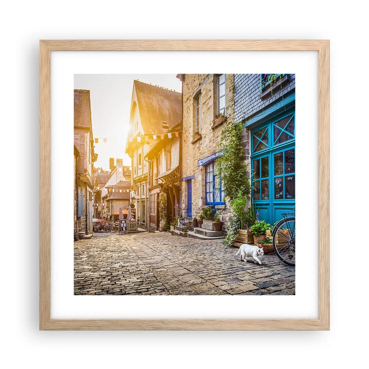 Poster in light oak frame - White Spirit of a Town - 40x40 cm