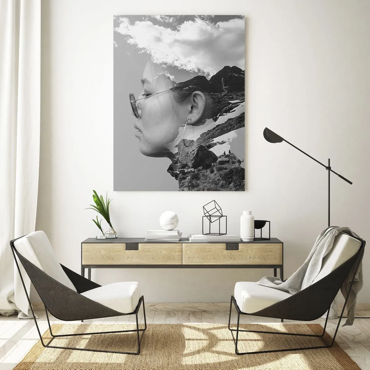Glass picture - Cloudy Portrait - 80x120 cm