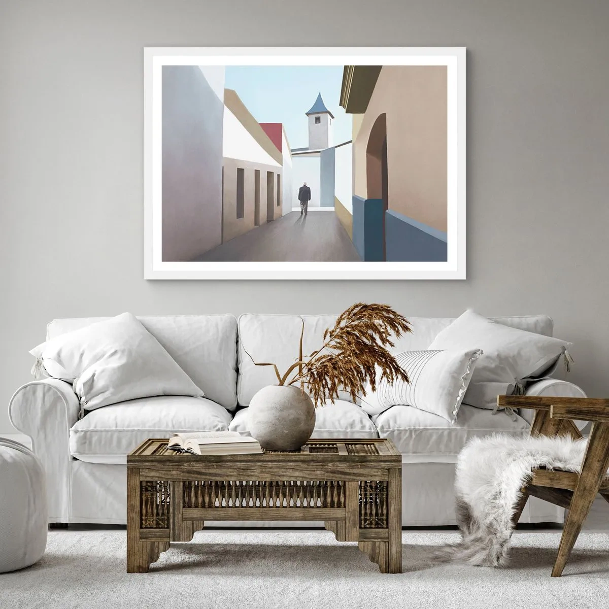 Poster in white frmae - Sunny Walk - 60x60 cm