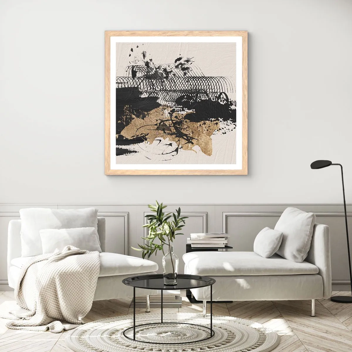 Poster in light oak frame - Composition With Passion - 50x50 cm