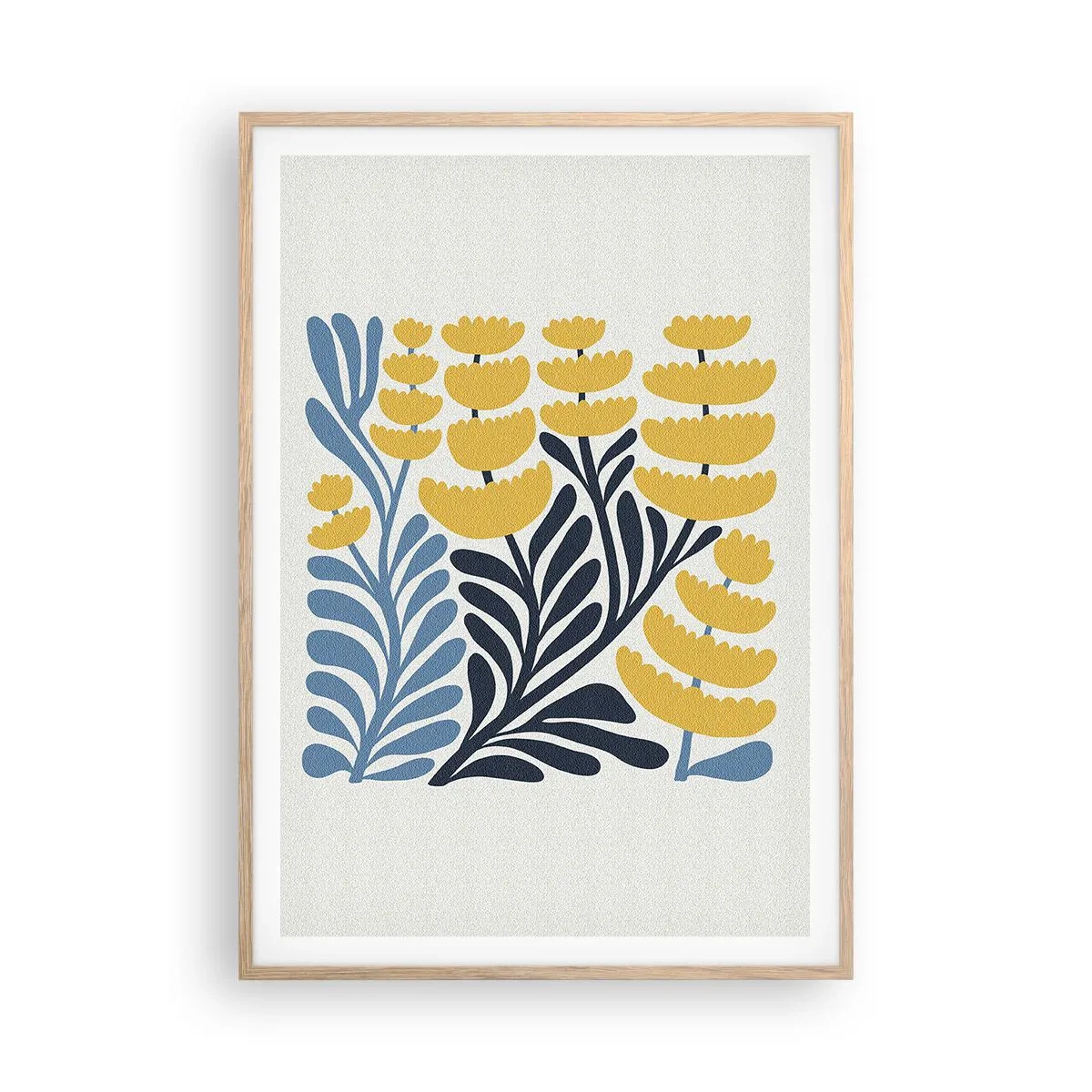 Poster in light oak frame - Sunny Flowerbed - 70x100 cm