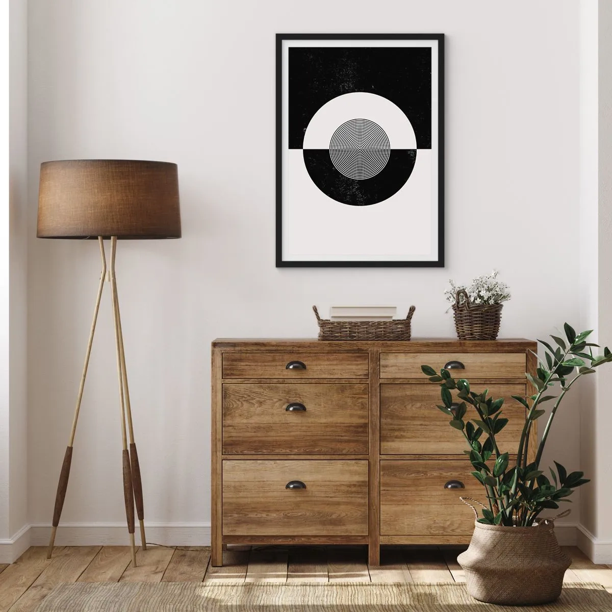 Poster in black frame - Harmony in Black and White - 70x100 cm