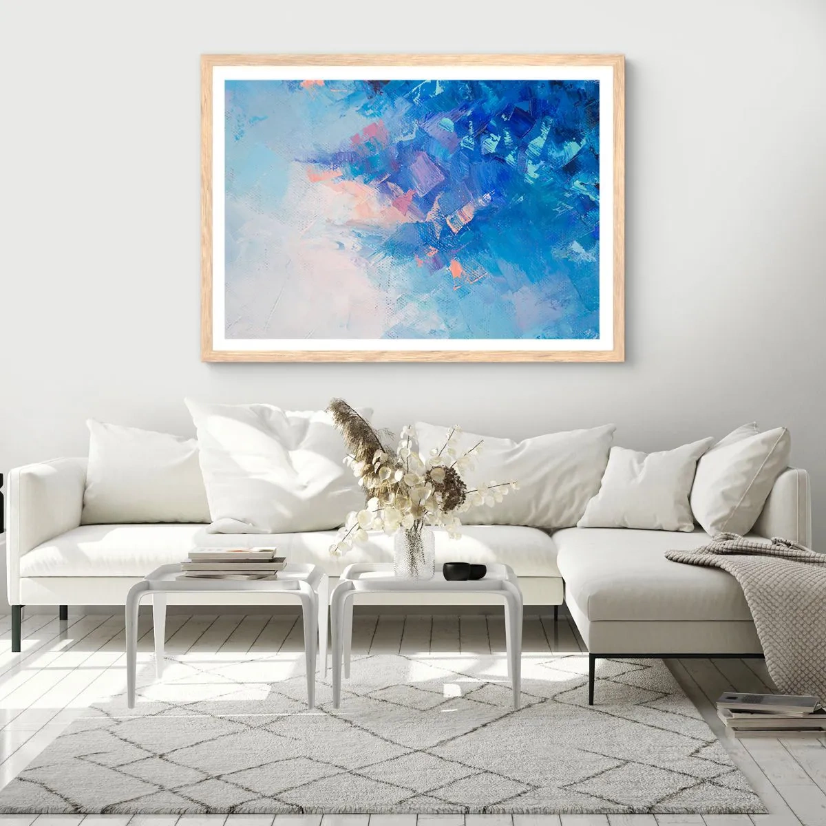Poster in light oak frame - Winter Abstract - 50x40 cm
