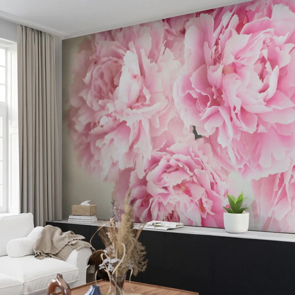 Self-Adhesive Photo Wallpaper Deluxe Sticker - In Pink  Splendour - Peonies, Bouquet of flowers, Flowers - 500x350 cm