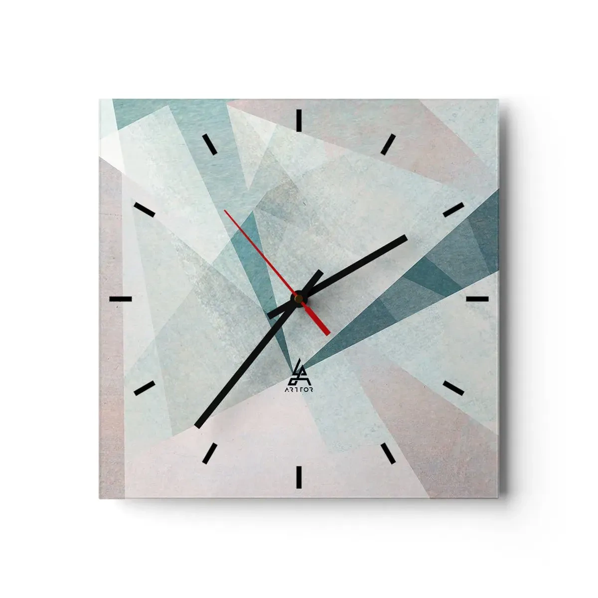 Wall clock - Clock on glass - Calmly but Dynamically - 40x40 cm