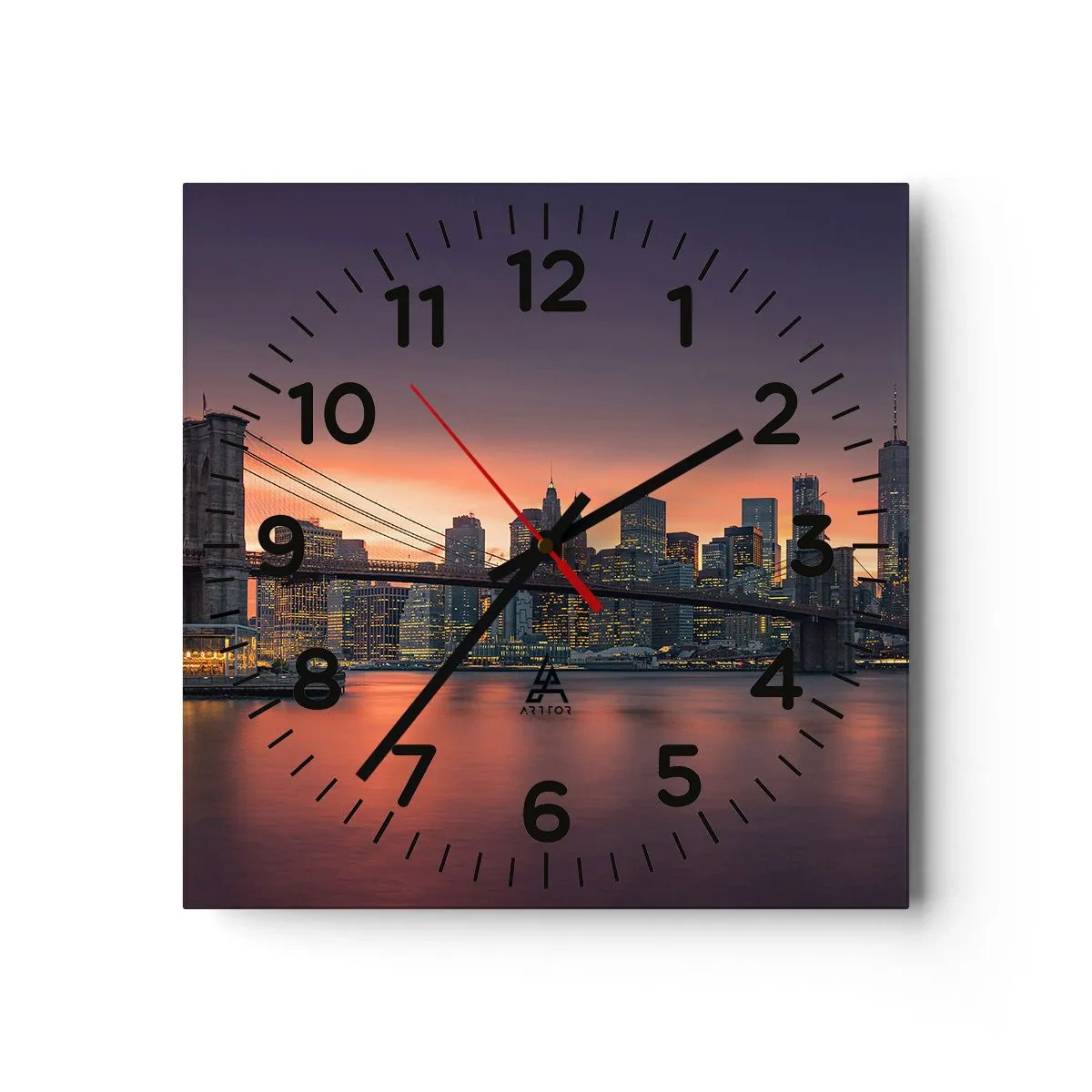 Wall clock - Clock on glass - Submerged in Lilac Silence - 40x40 cm