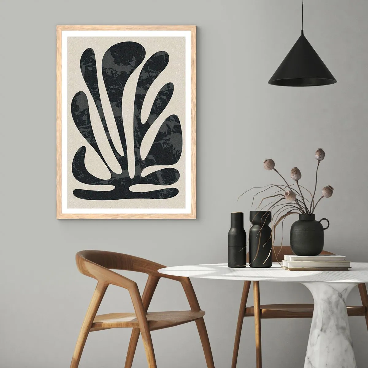 Poster in light oak frame - Multi-Finger Abstract - 40x50 cm