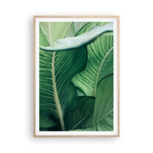 Poster in light oak frame - Life in Intense Green Colour - 70x100 cm