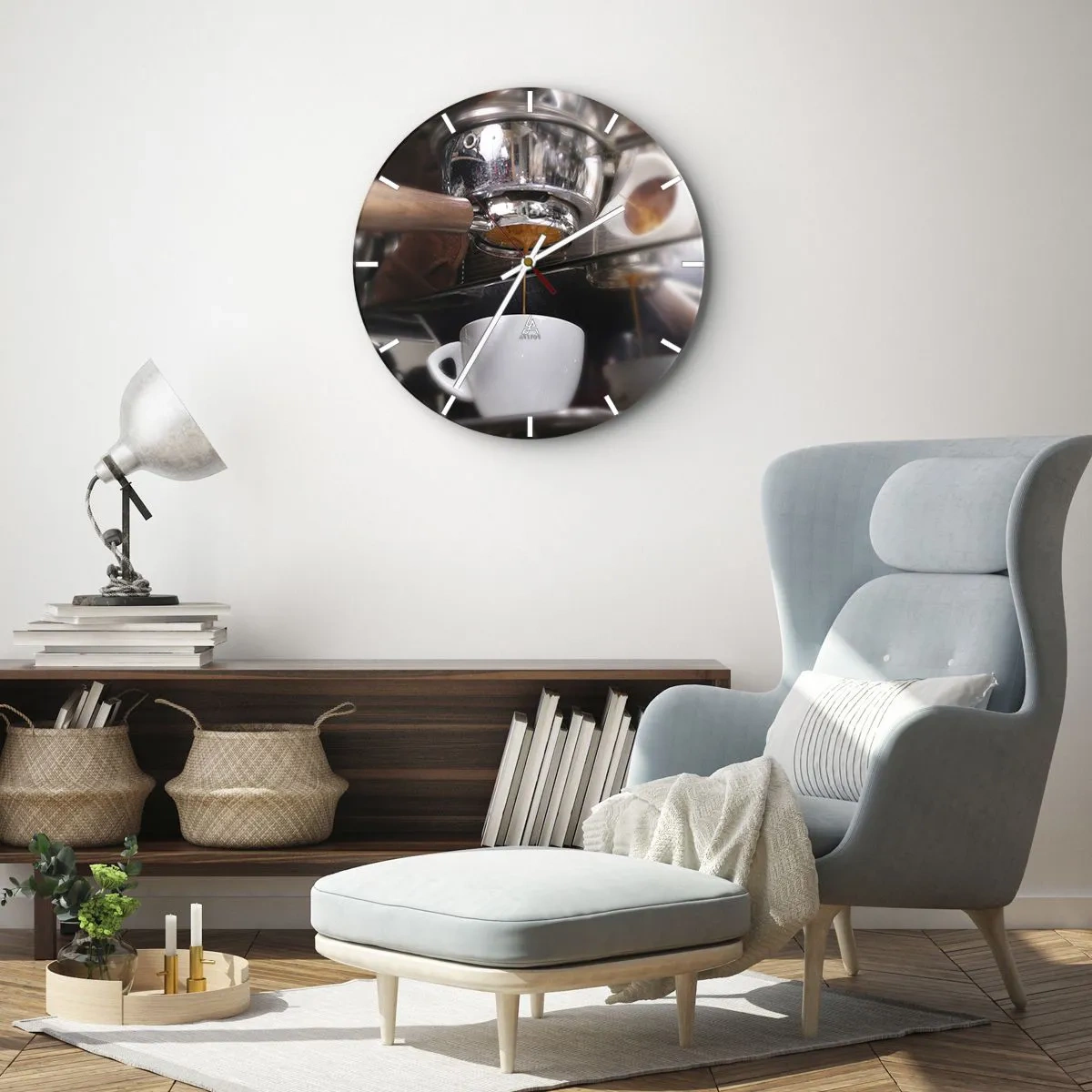 Wall clock - Clock on glass - Good Moment of the Day - 40x40 cm