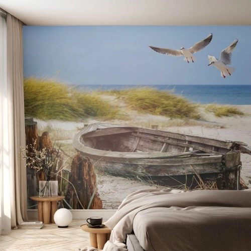 Photo Wallpaper Premium Canvas - Bathed in the Sun - Landscape, Beach, Dunes - 200x140 cm
