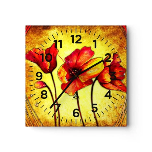 Wall clock - Clock on glass - In Art Nouveau Decoration - 30x30 cm