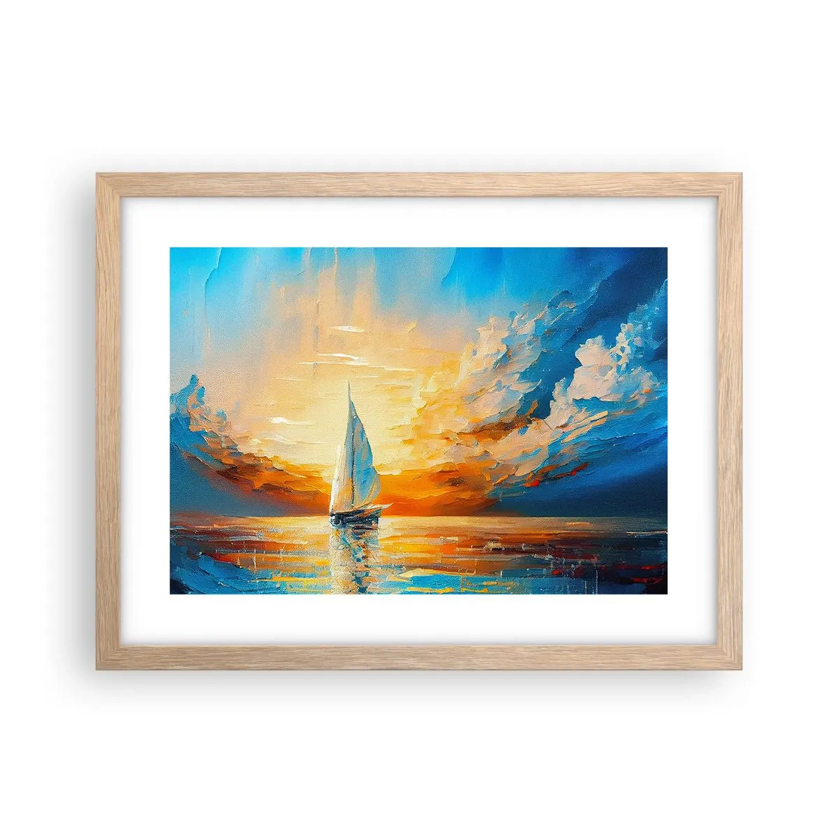 Poster in light oak frame - Sailing in Gold - 40x30 cm