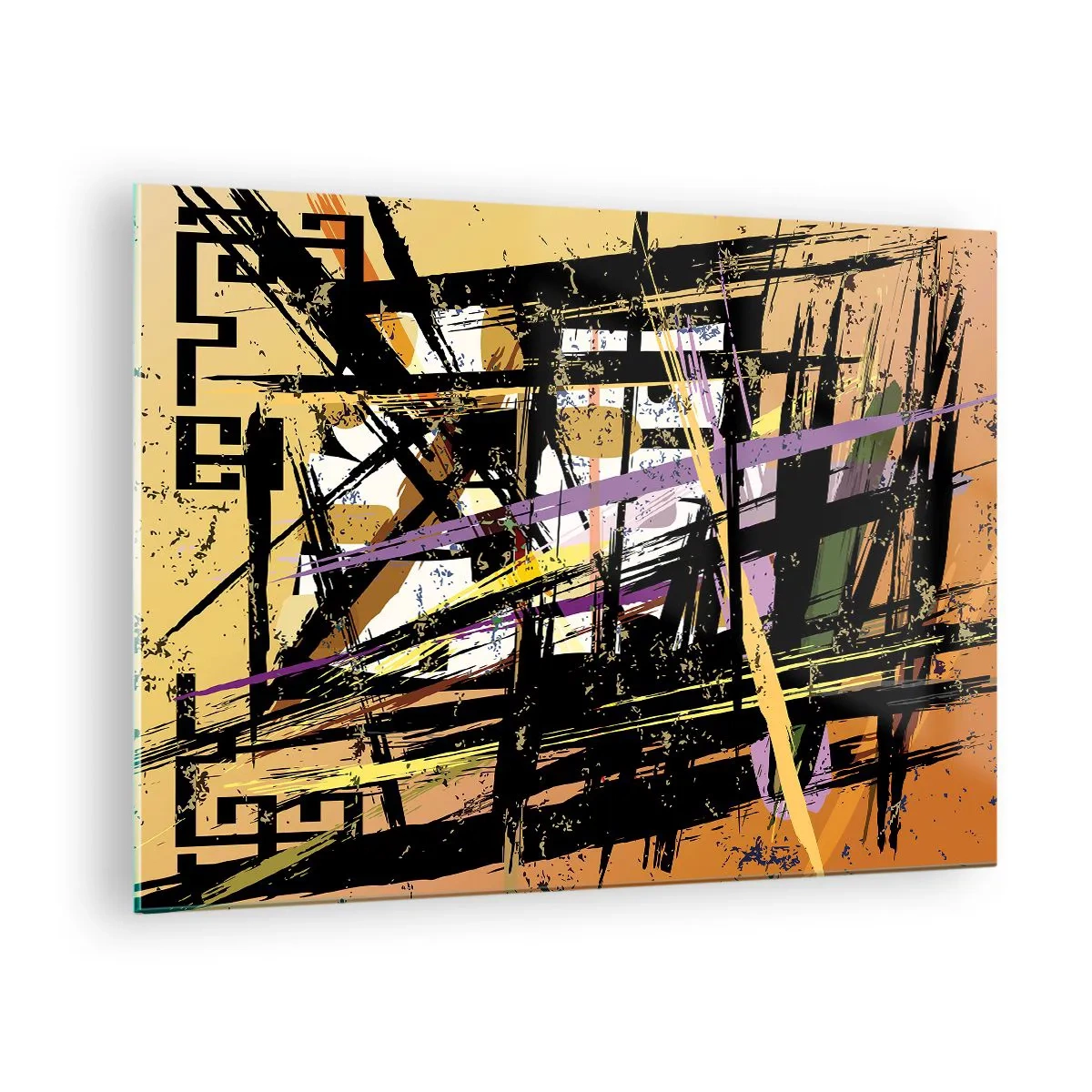 Glass picture - Abstract geometric composition in sharp lines - 70x50cm - Sharp Cuts - Modern wall decoration for the living room and bedroom ARTTOR