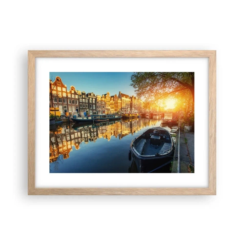 Poster in light oak frame - Morning in Amsterdam - 40x30 cm