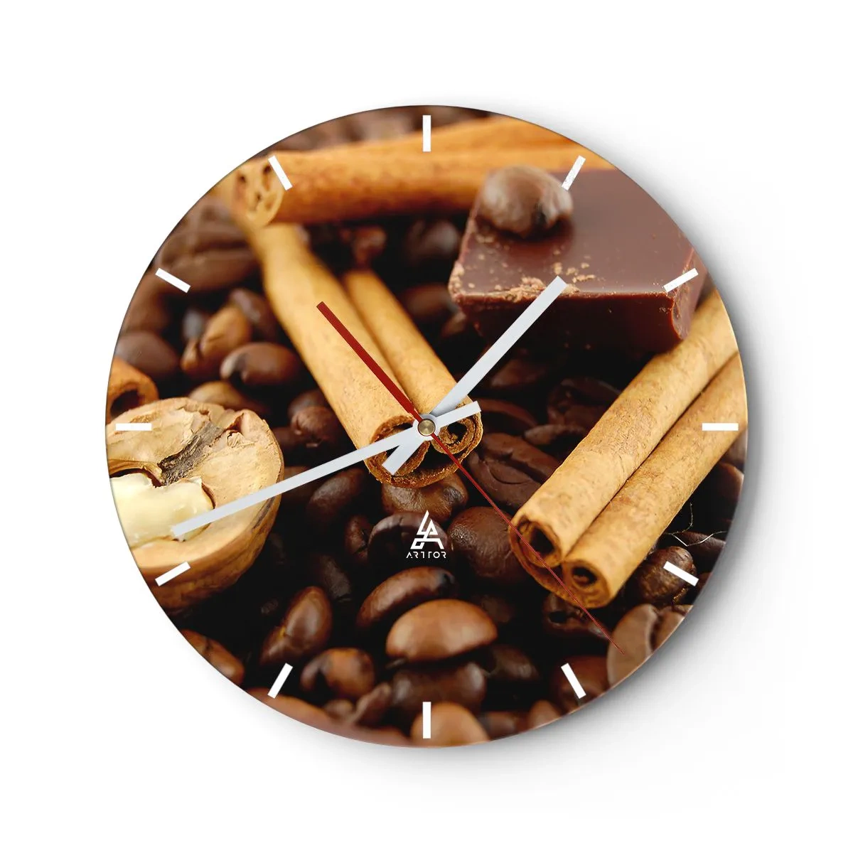 Wall clock - Clock on glass - Concert of Aromas - 40x40 cm