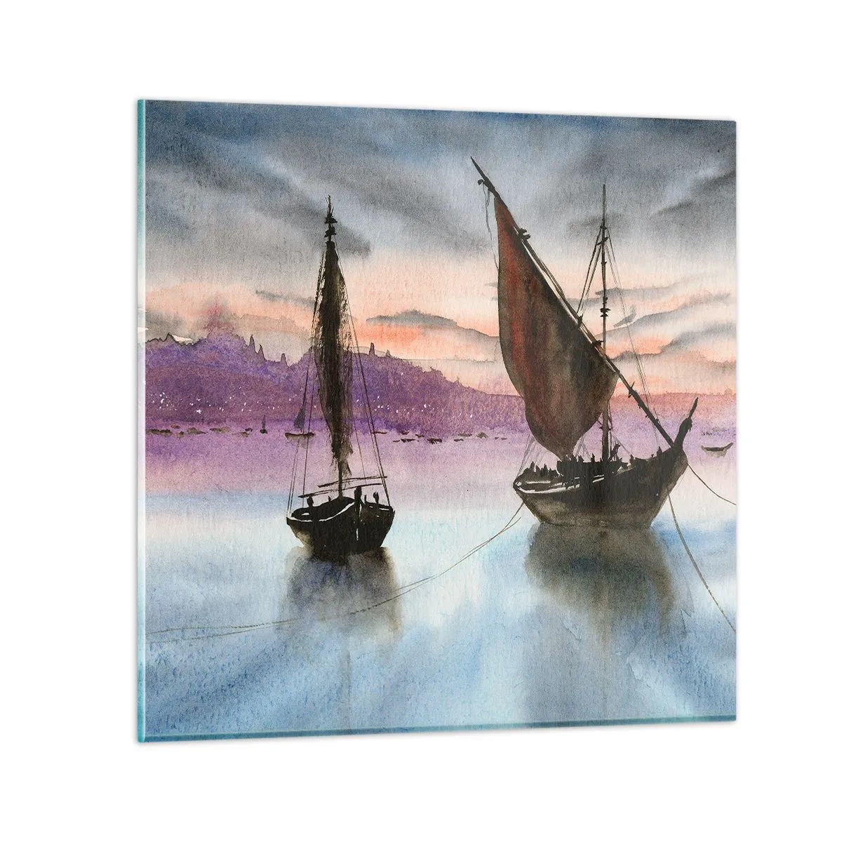 Glass picture - Evening at the Port - 60x60 cm