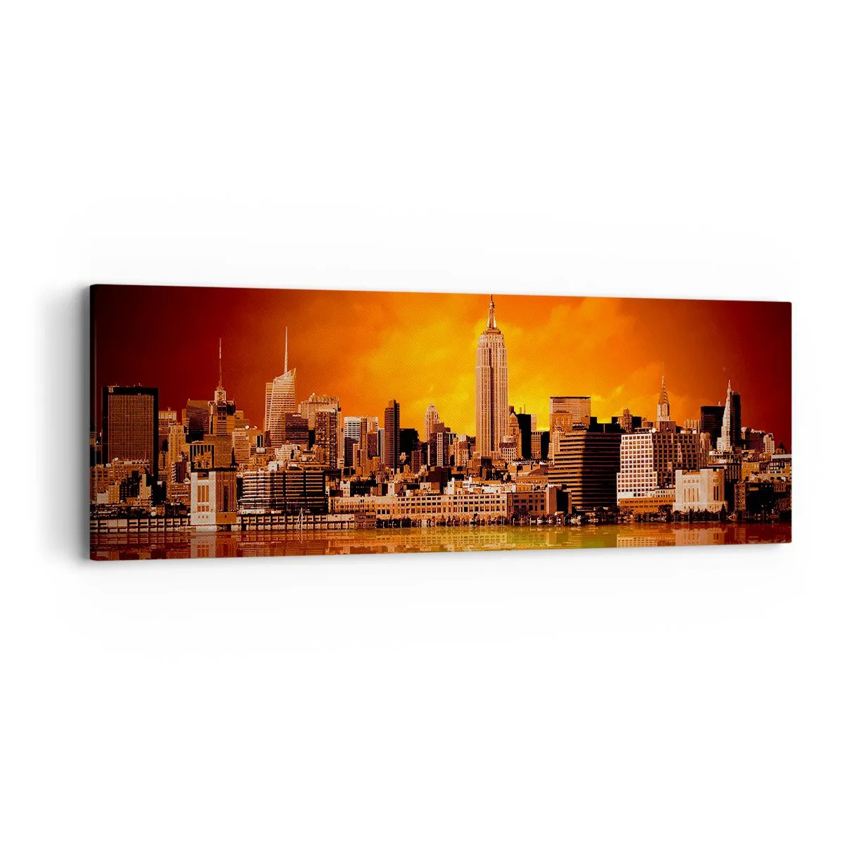 Canvas picture - Big City Panorama in Brown and Yellow - 90x30 cm