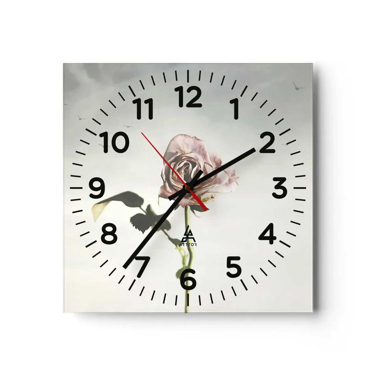 Wall clock - Clock on glass - Welcoming of Spring - 40x40 cm