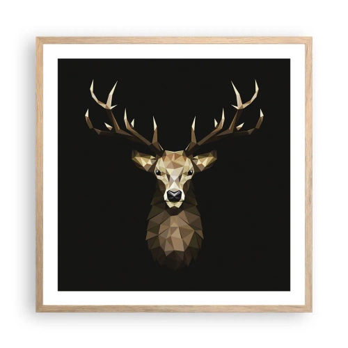 Poster in light oak frame - Cubist Deer - 60x60 cm