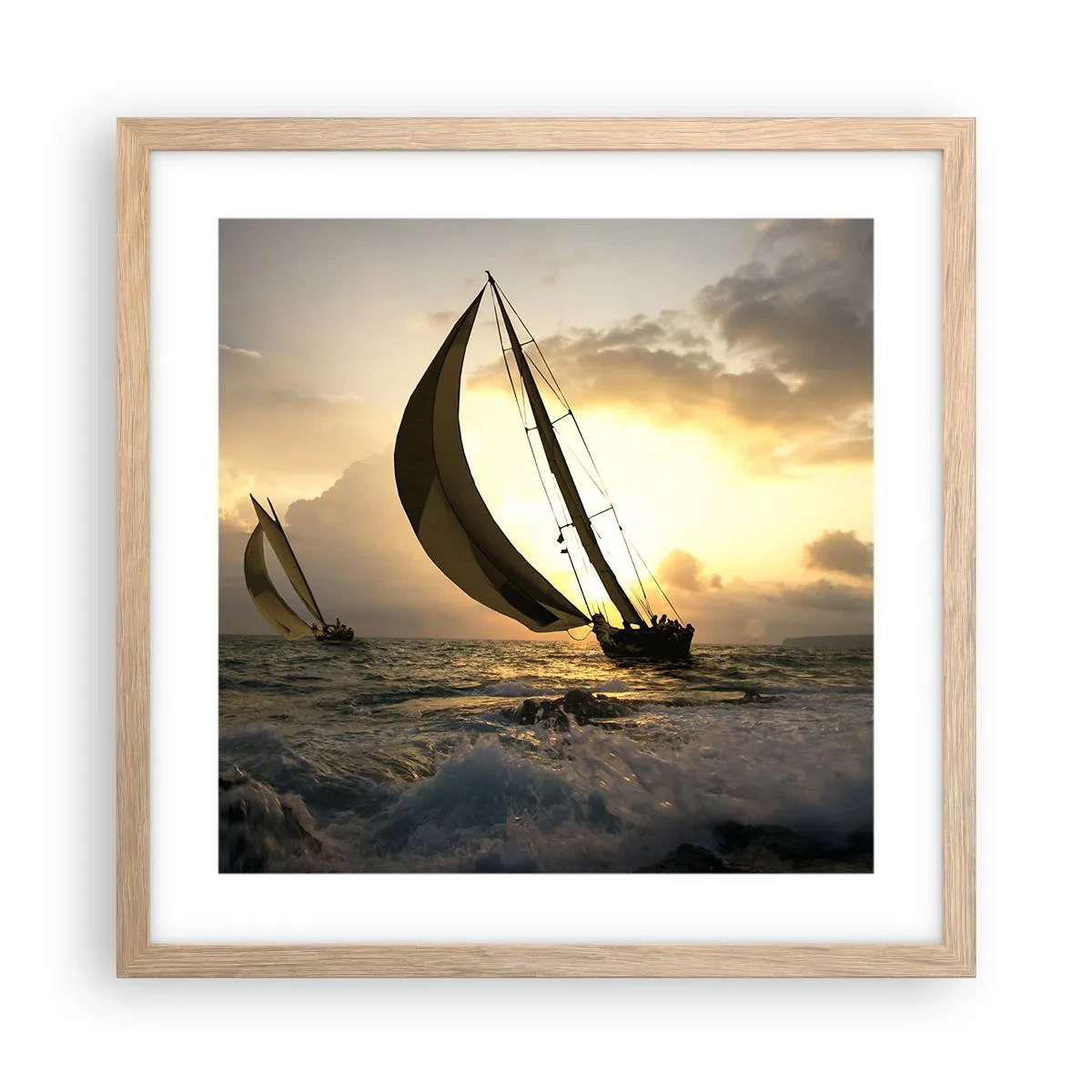 Poster in light oak frame - With and against the Wind - 40x40 cm