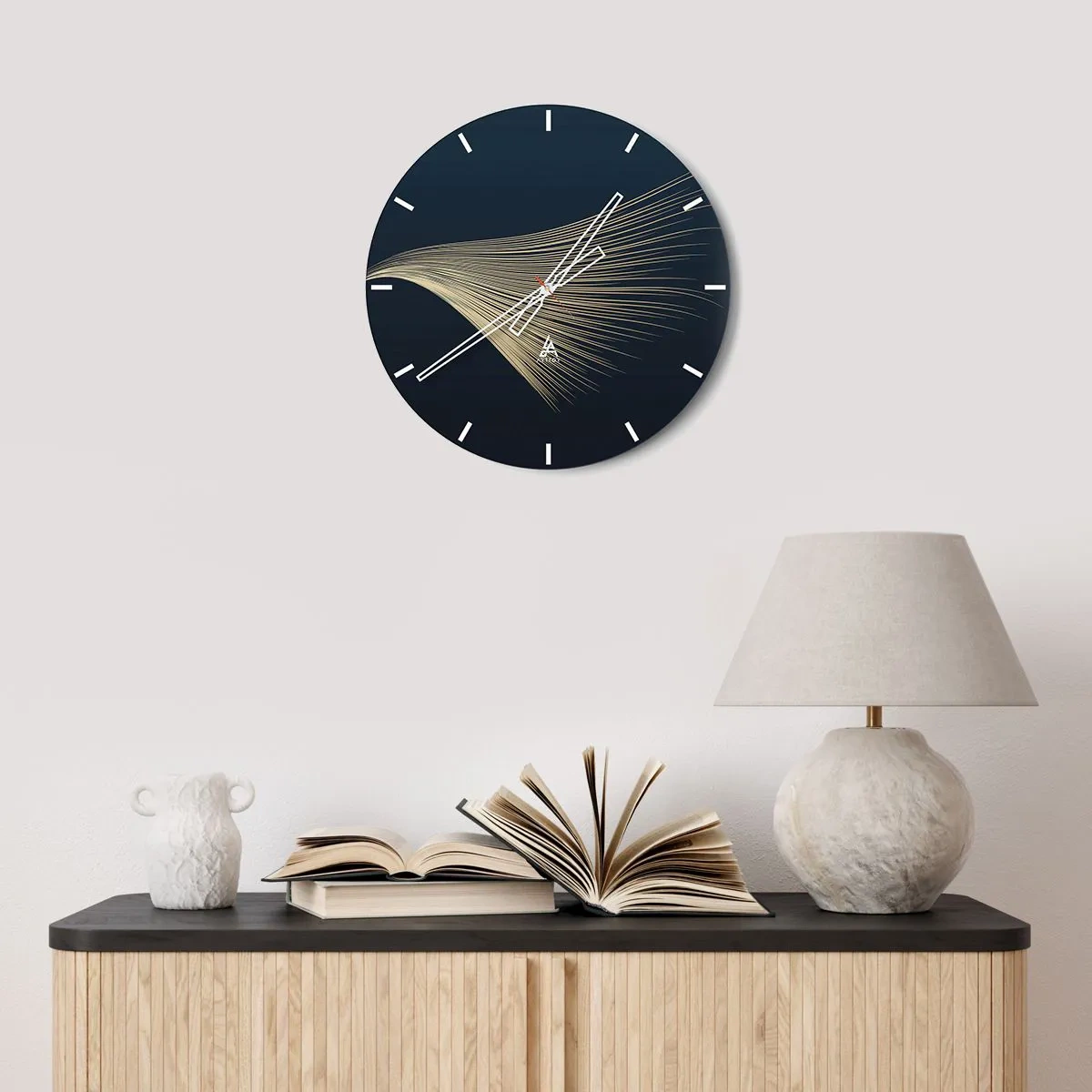 Wall clock - Clock on glass - Like Angel's Hair - 30x30 cm