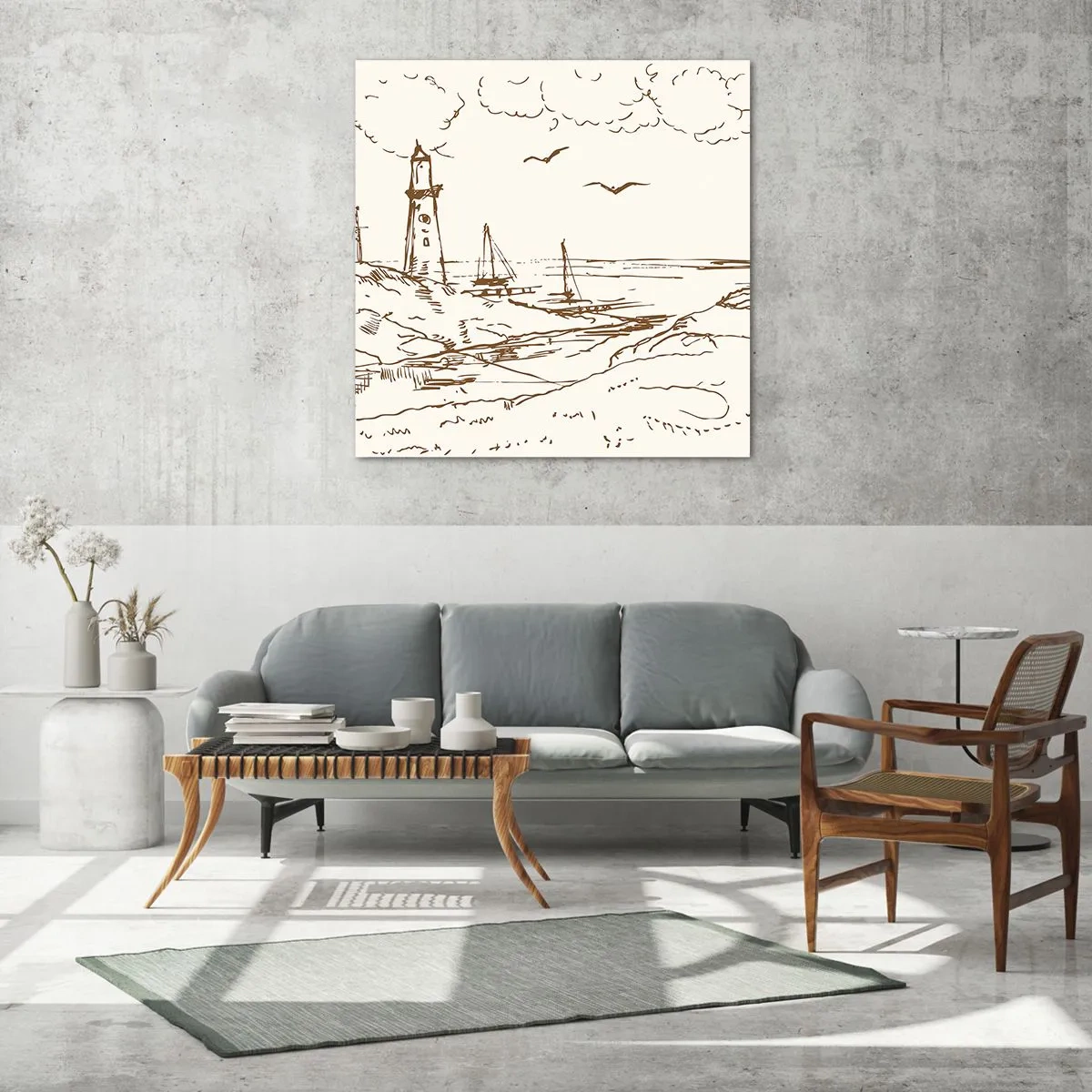 Glass picture - Outline of a Summer Postcard - 60x60 cm