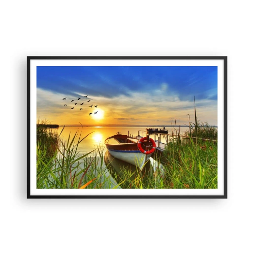 Poster in black frame - Cormorants Are Flying Away - 100x70 cm