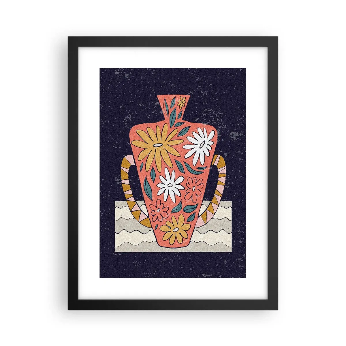 Poster in black frame - Painted Vase - 30x40 cm