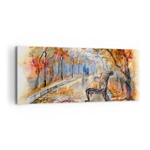 Canvas picture - Walking together into Autumn - 120x50 cm