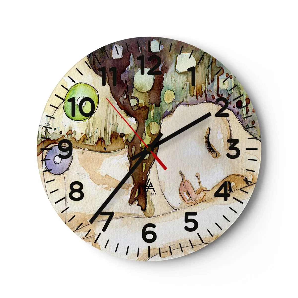 Wall clock - Clock on glass - Emerald and Violet Dream - 40x40 cm
