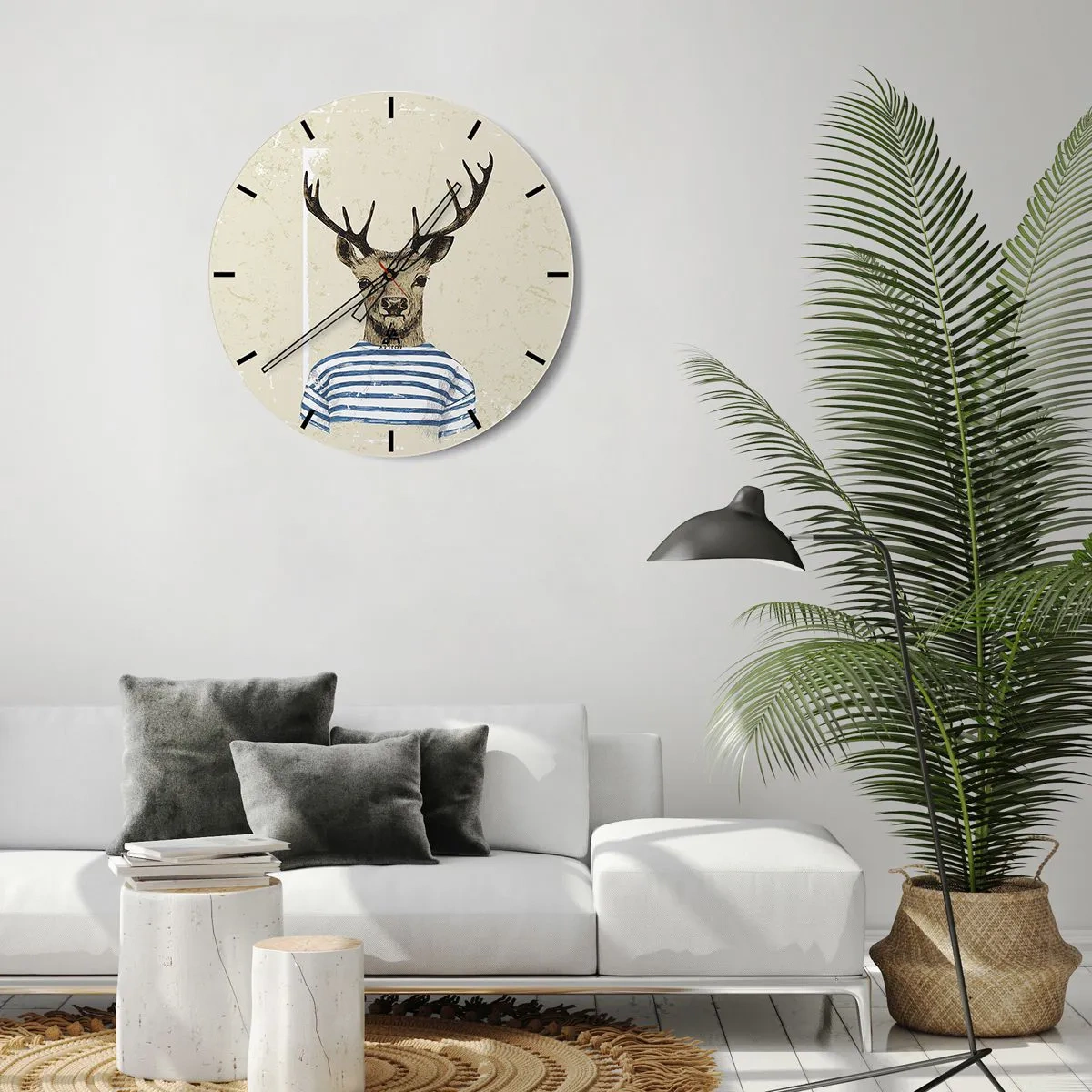 Wall clock - Clock on glass - Becaue I Like Striped T-Shirts - 40x40 cm