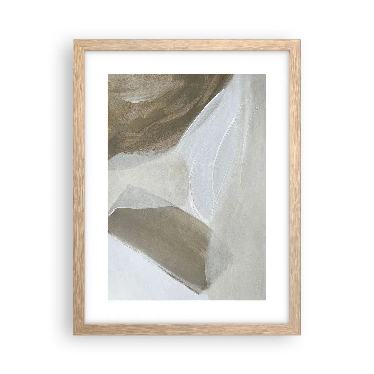 Poster in light oak frame - Waves of White - 30x40 cm