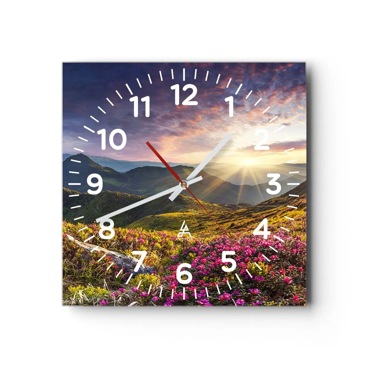 Wall clock - Clock on glass - Freshness of Mountain Morning - 40x40 cm