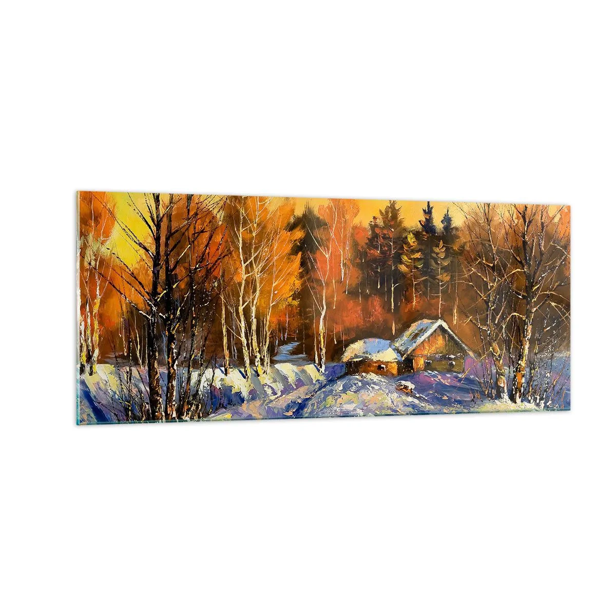 Glass picture - Winter Impression in the Sun - 100x40 cm