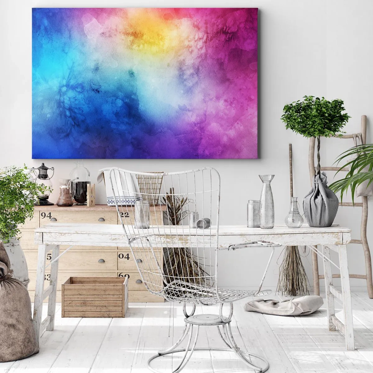Canvas picture - An abstract composition in pastel shades of pink and blue. - 70x50cm - Almost in Seventh Heaven - Modern wall decoration for the living room and bedroom ARTTOR