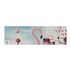 Photo Wallpaper Sample Premium Canvas - Allegory of a Basketball - Abstraction, Flamingo, Bird - 100x30 cm