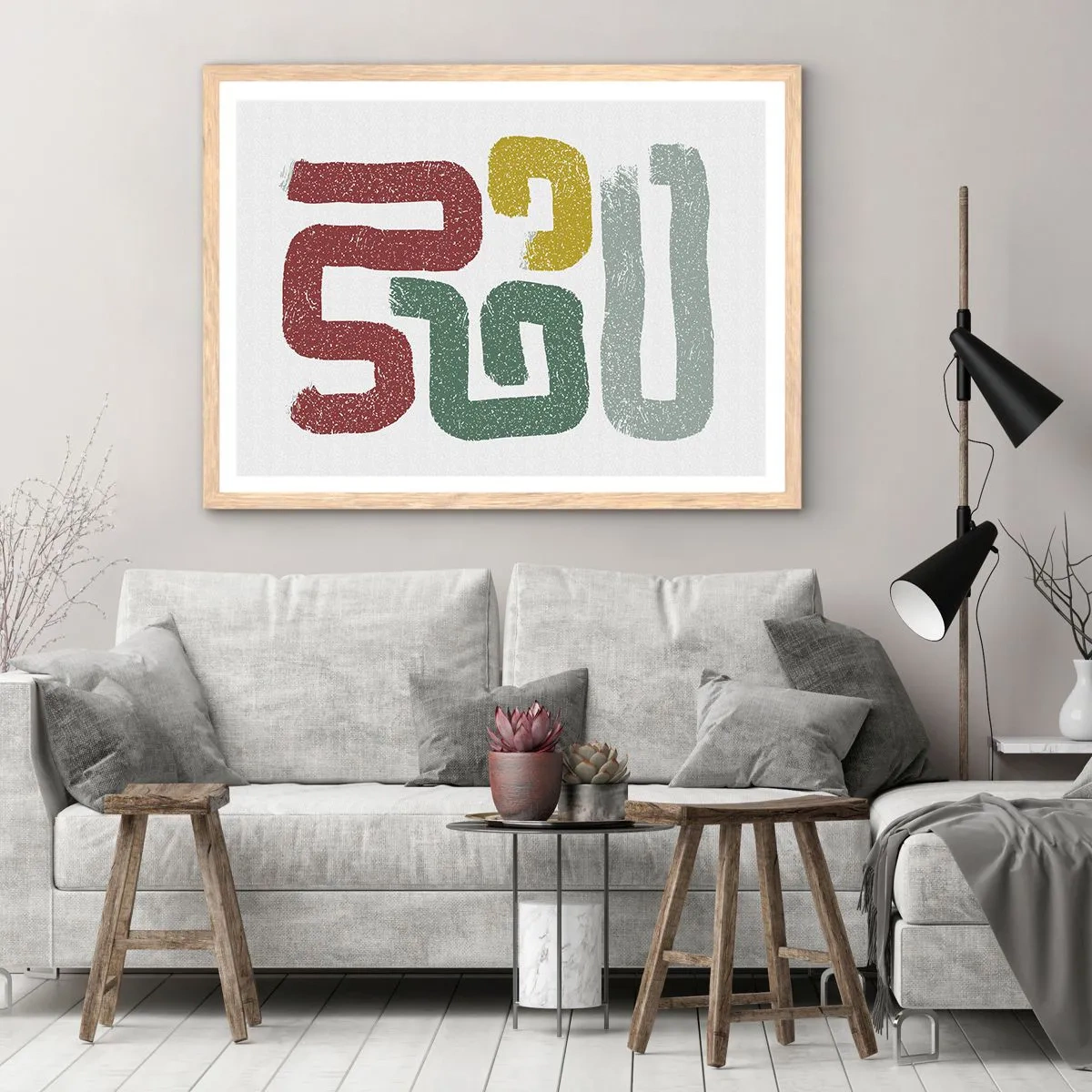Poster in light oak frame - In an Unknown Language - 91x61 cm